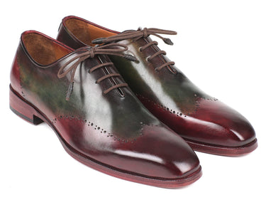 Paul Parkman Men's Wingtip Leather Oxfords in Bordeaux & Green