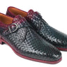 Paul Parkman Men's Woven Leather Single Monkstraps in Purple & Green
