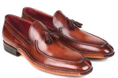 Paul Parkman Hand-Sewn Tassel Loafers in Brown
