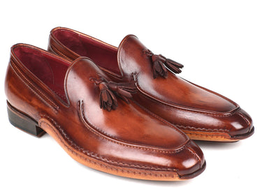 Paul Parkman Hand-Sewn Tassel Loafers in Brown