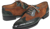 Paul Parkman Goodyear Welted Wingtip Oxfords in Brown & Green