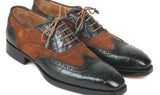 Paul Parkman Goodyear Welted Wingtip Oxfords in Brown & Green
