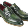 Paul Parkman Men's Hand-Painted Leather Loafers in Green