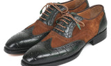 Paul Parkman Goodyear Welted Wingtip Oxfords in Brown & Green
