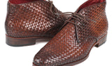 Paul Parkman Men's Woven Leather Chukka Boots in Brown
