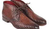 Paul Parkman Men's Woven Leather Chukka Boots in Brown
