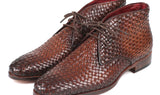 Paul Parkman Men's Woven Leather Chukka Boots in Brown