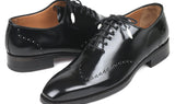 Paul Parkman Polished Leather Goodyear Welted Wingtip Oxfords in Black
