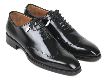 Paul Parkman Polished Leather Goodyear Welted Wingtip Oxfords in Black