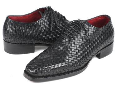 Paul Parkman Men's Woven Leather Oxfords in Black