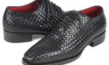 Paul Parkman Men's Woven Leather Oxfords in Black