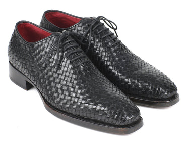 Paul Parkman Men's Woven Leather Oxfords in Black