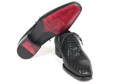 Paul Parkman Men's Woven Leather Oxfords in Black
