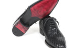 Paul Parkman Men's Woven Leather Oxfords in Black