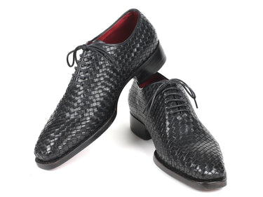 Paul Parkman Men's Woven Leather Oxfords in Black