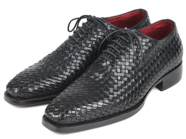 Paul Parkman Men's Woven Leather Oxfords in Black