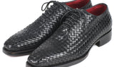 Paul Parkman Men's Woven Leather Oxfords in Black