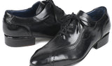 Paul Parkman Men's Handmade Lace-Up Casual Shoes in Black