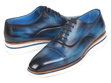 Paul Parkman Men's Smart Casual Leather Oxfords in Blue