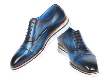 Paul Parkman Men's Smart Casual Leather Oxfords in Blue