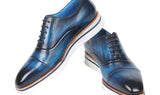 Paul Parkman Men's Smart Casual Leather Oxfords in Blue