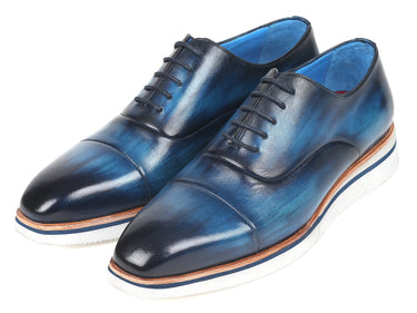 Paul Parkman Men's Smart Casual Leather Oxfords in Blue