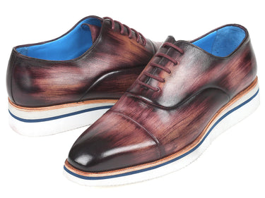 Paul Parkman Men's Smart Casual Leather Oxfords in Purple