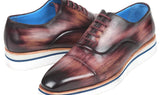 Paul Parkman Men's Smart Casual Leather Oxfords in Purple