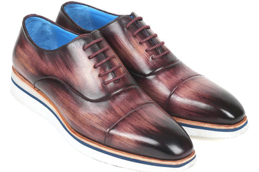 Paul Parkman Men's Smart Casual Leather Oxfords in Purple