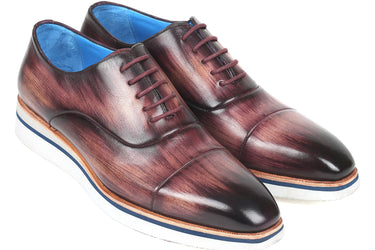 Paul Parkman Men's Smart Casual Leather Oxfords in Purple