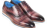 Paul Parkman Men's Smart Casual Leather Oxfords in Purple