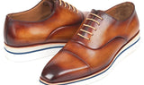 Paul Parkman Men's Smart Casual Leather Oxfords in Brown & Camel
