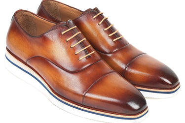 Paul Parkman Men's Smart Casual Leather Oxfords in Brown & Camel