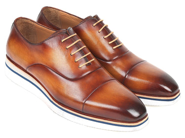 Paul Parkman Men's Smart Casual Leather Oxfords in Brown & Camel