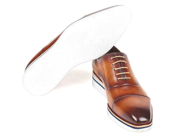 Paul Parkman Men's Smart Casual Leather Oxfords in Brown & Camel