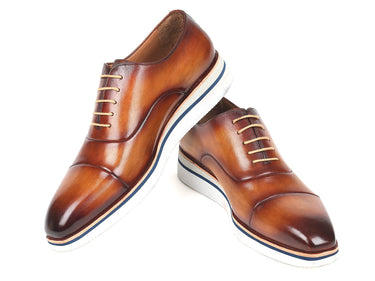 Paul Parkman Men's Smart Casual Leather Oxfords in Brown & Camel
