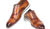 Paul Parkman Men's Smart Casual Leather Oxfords in Brown & Camel