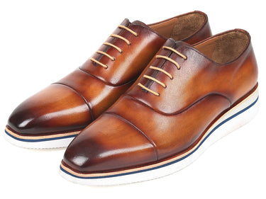 Paul Parkman Men's Smart Casual Leather Oxfords in Brown & Camel
