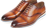 Paul Parkman Men's Smart Casual Leather Oxfords in Brown & Camel