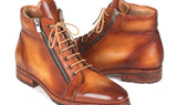 Paul Parkman Men's Side Zipper Leather Boots in Light Brown