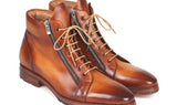 Paul Parkman Men's Side Zipper Leather Boots in Light Brown