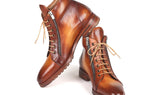 Paul Parkman Men's Side Zipper Leather Boots in Light Brown