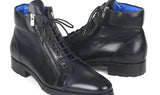 Paul Parkman Men's Side Zipper Leather Boots in Black