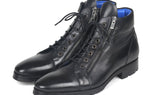 Paul Parkman Men's Side Zipper Leather Boots in Black