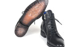 Paul Parkman Men's Side Zipper Leather Boots in Black