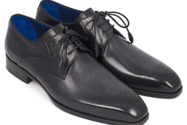 Paul Parkman Men's Medallion Toe Derby Shoes in Black
