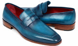 Paul Parkman Men's Penny Calfskin Loafers in Blue & Turquoise