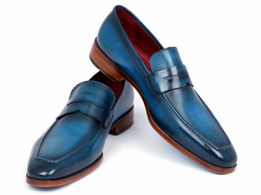 Paul Parkman Men's Penny Calfskin Loafers in Blue & Turquoise