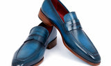 Paul Parkman Men's Penny Calfskin Loafers in Blue & Turquoise