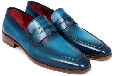 Paul Parkman Men's Penny Calfskin Loafers in Blue & Turquoise